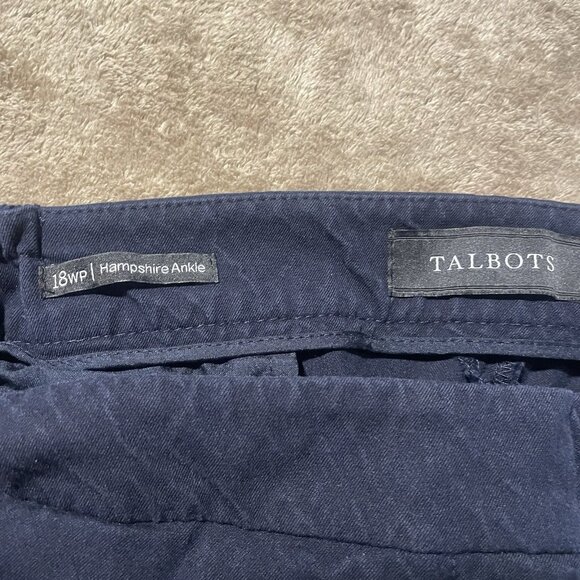 Talbots Pants Womens 18WP Hampshire Ankle Stretch Navy Blue High Rise Cropped - Picture 2 of 7